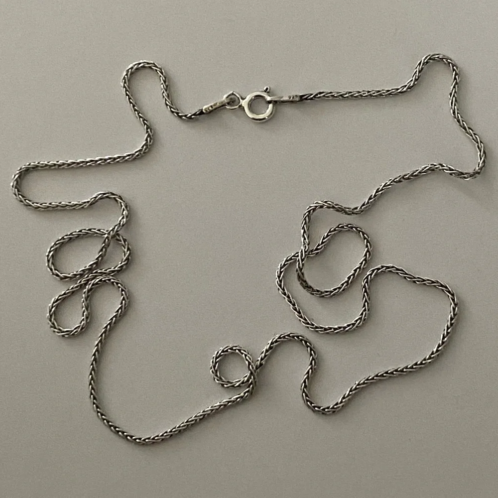 17.5” 1mm 925 silver wheat chain necklace 17.5 inches Unisex